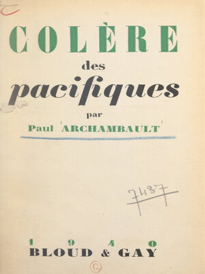 cover image of Colère des pacifiques